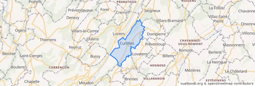 Mapa de ubicacion de Curtilles.