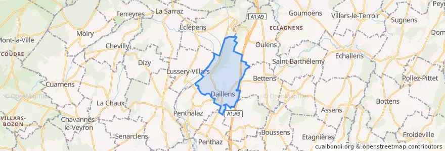 Mapa de ubicacion de Daillens.