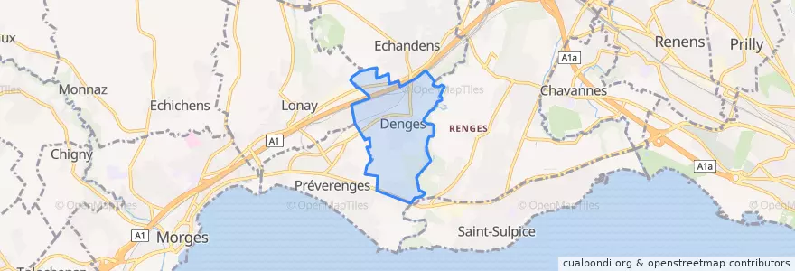 Mapa de ubicacion de Denges.