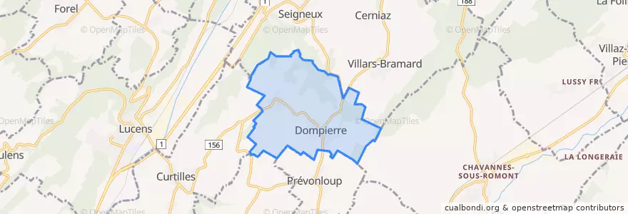 Mapa de ubicacion de Dompierre (VD).