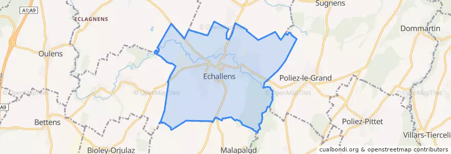 Mapa de ubicacion de Echallens.