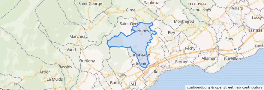 Mapa de ubicacion de Essertines-sur-Rolle.