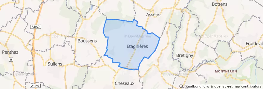 Mapa de ubicacion de Etagnières.