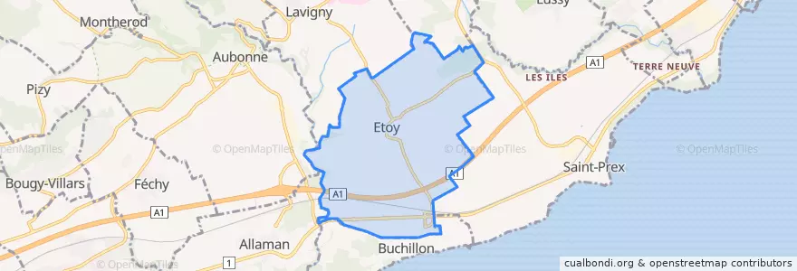 Mapa de ubicacion de Etoy.