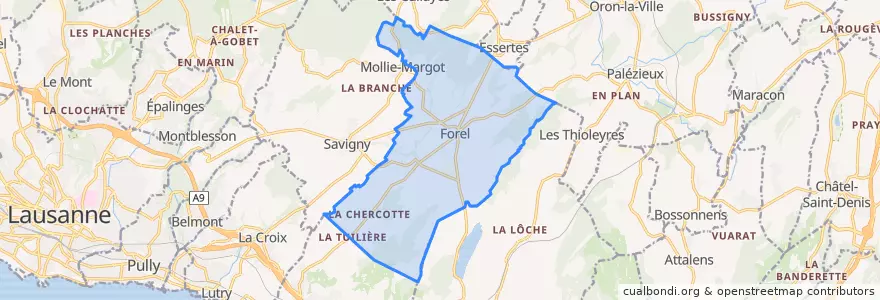 Mapa de ubicacion de Forel (Lavaux).