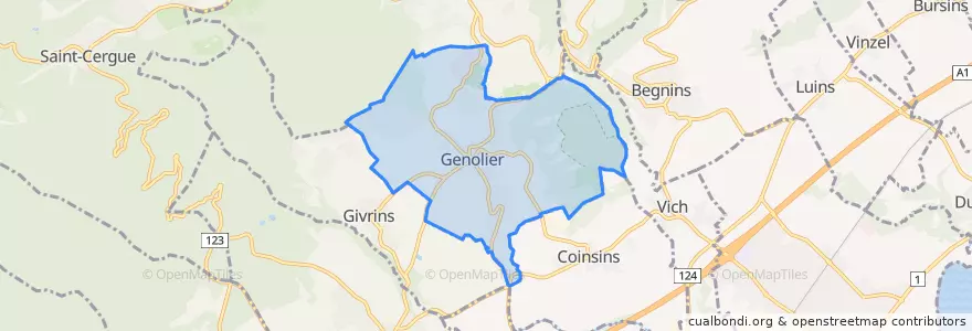 Mapa de ubicacion de Genolier.