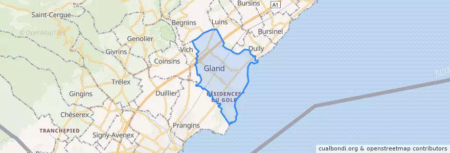 Mapa de ubicacion de Gland.