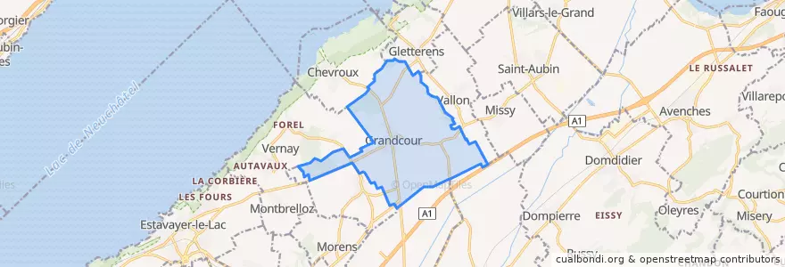 Mapa de ubicacion de Grandcour.
