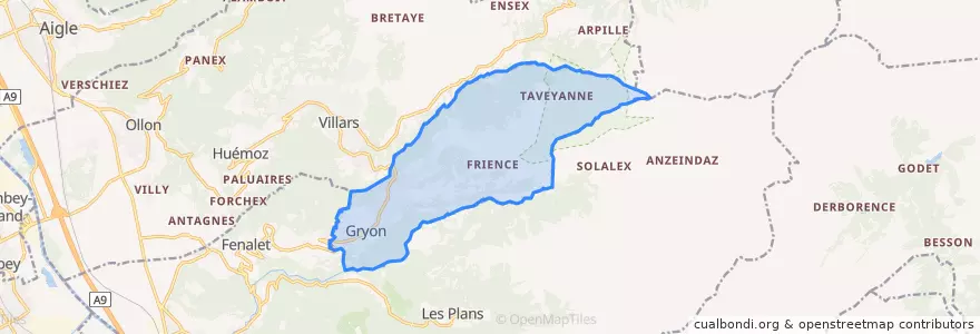Mapa de ubicacion de Gryon.