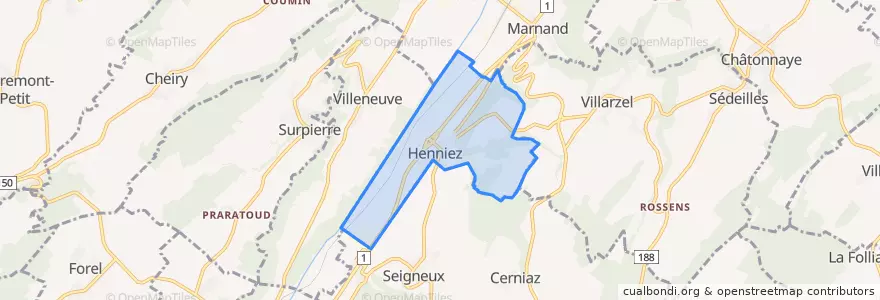 Mapa de ubicacion de Henniez.
