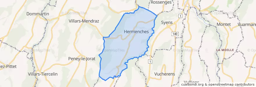 Mapa de ubicacion de Hermenches.