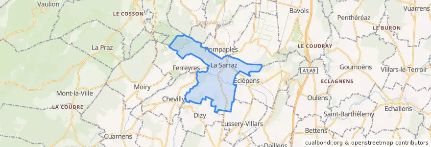 Mapa de ubicacion de La Sarraz.