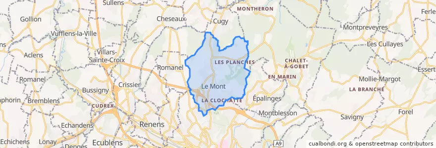 Mapa de ubicacion de Le Mont-sur-Lausanne.