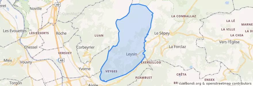 Mapa de ubicacion de Leysin.