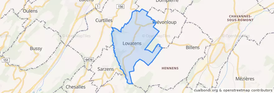 Mapa de ubicacion de Lovatens.