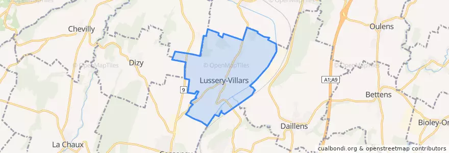 Mapa de ubicacion de Lussery-Villars.