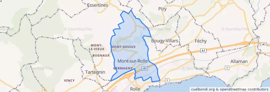 Mapa de ubicacion de Mont-sur-Rolle.