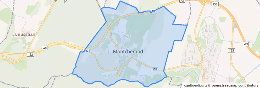 Mapa de ubicacion de Montcherand.