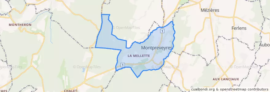 Mapa de ubicacion de Montpreveyres.