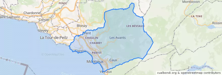 Mapa de ubicacion de Montreux.