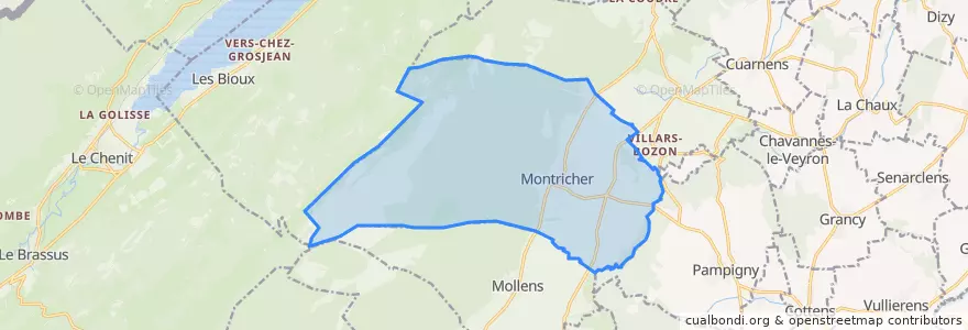 Mapa de ubicacion de Montricher.