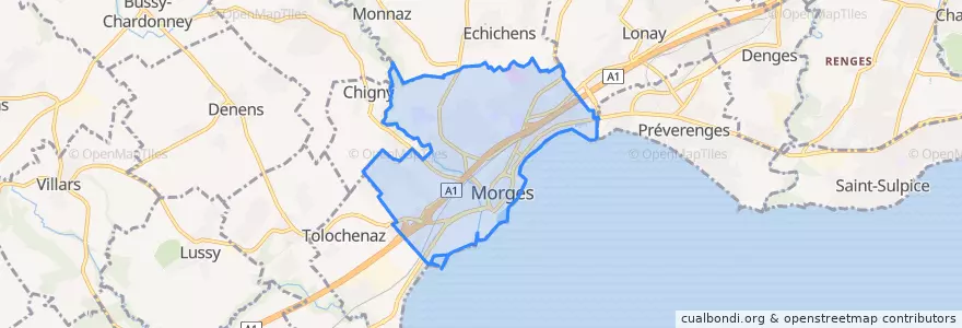 Mapa de ubicacion de Morges.