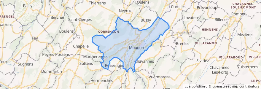Mapa de ubicacion de Moudon.