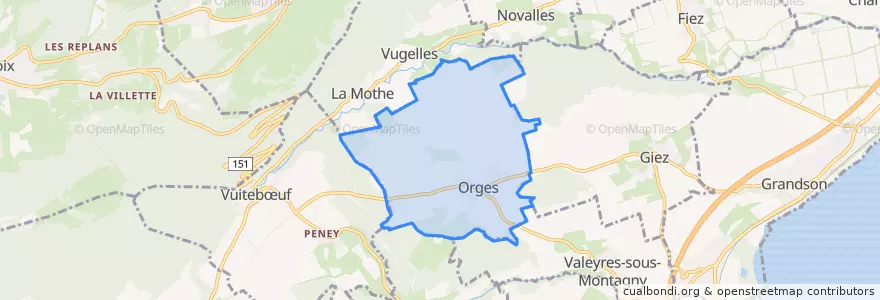 Mapa de ubicacion de Orges.