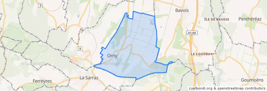 Mapa de ubicacion de Orny.