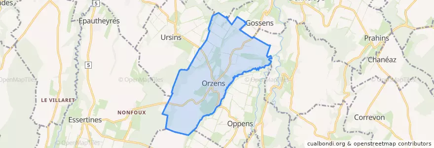 Mapa de ubicacion de Orzens.