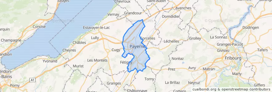 Mapa de ubicacion de Payerne.