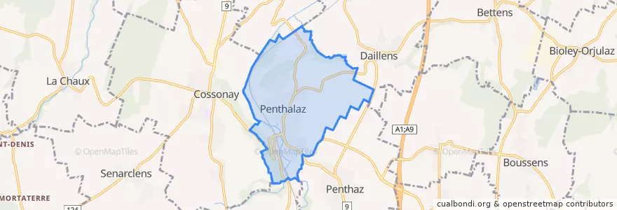 Mapa de ubicacion de Penthalaz.