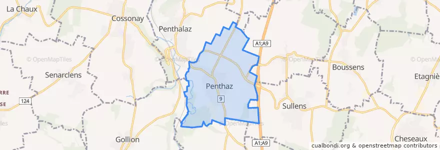 Mapa de ubicacion de Penthaz.