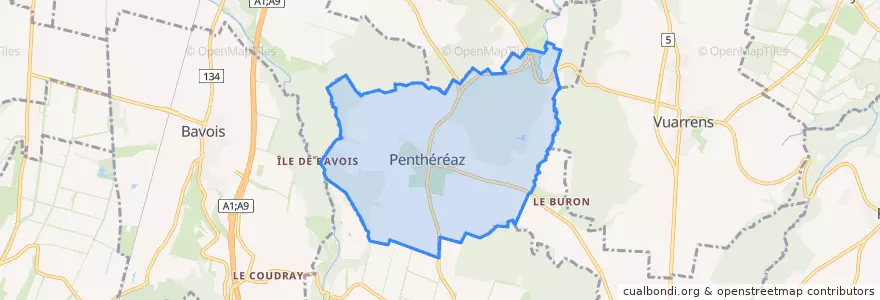 Mapa de ubicacion de Penthéréaz.