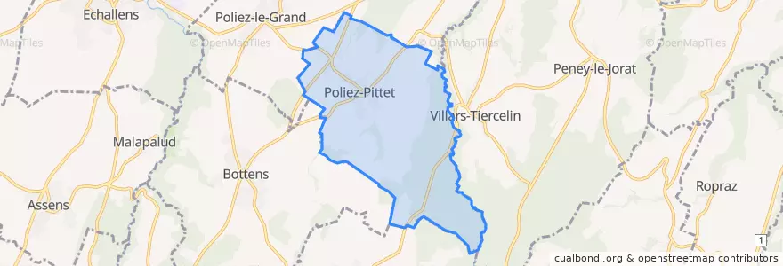Mapa de ubicacion de Poliez-Pittet.
