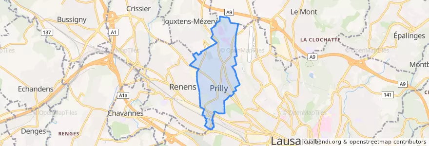 Mapa de ubicacion de Prilly.