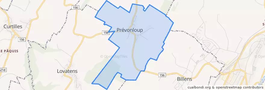 Mapa de ubicacion de Prévonloup.
