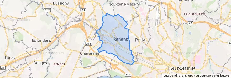 Mapa de ubicacion de Renens.