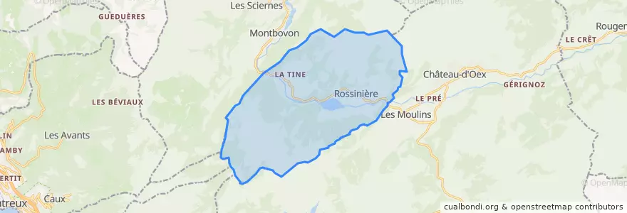 Mapa de ubicacion de Rossinière.