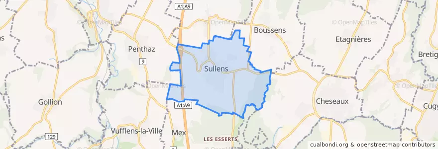 Mapa de ubicacion de Sullens.