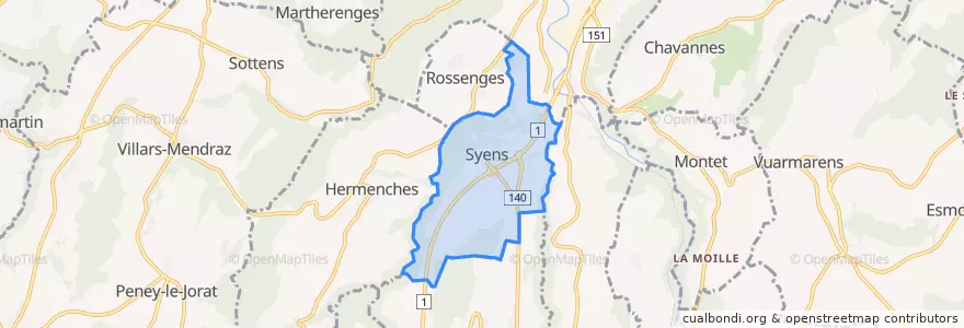 Mapa de ubicacion de Syens.