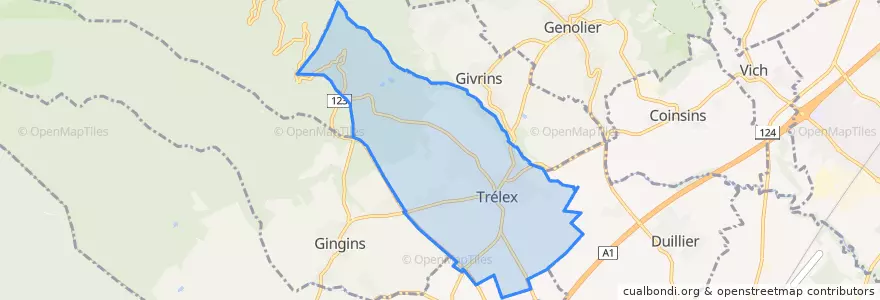 Mapa de ubicacion de Trélex.