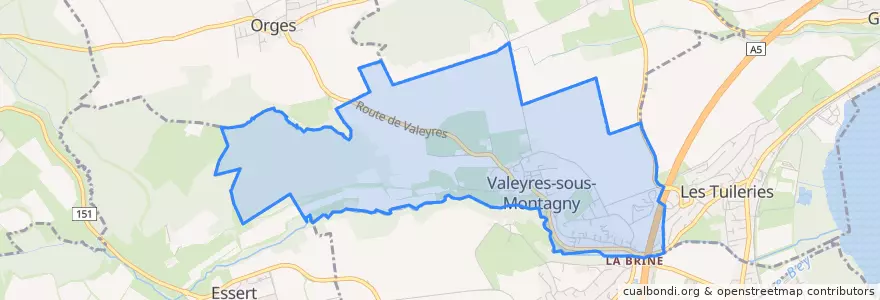 Mapa de ubicacion de Valeyres-sous-Montagny.