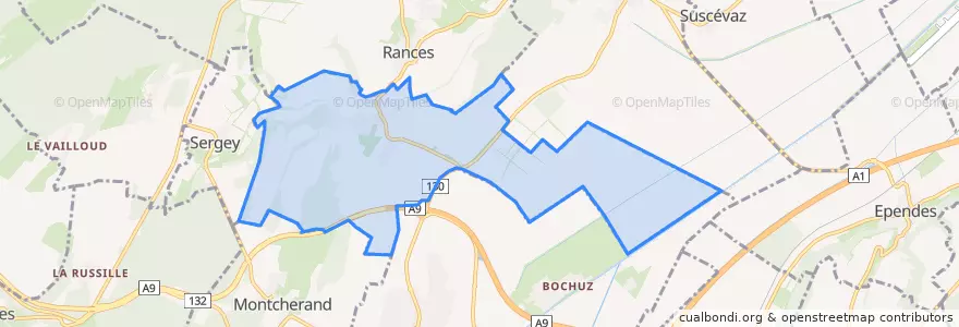 Mapa de ubicacion de Valeyres-sous-Rances.
