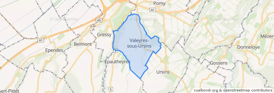 Mapa de ubicacion de Valeyres-sous-Ursins.
