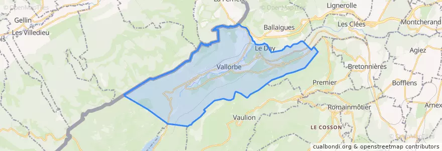 Mapa de ubicacion de Vallorbe.
