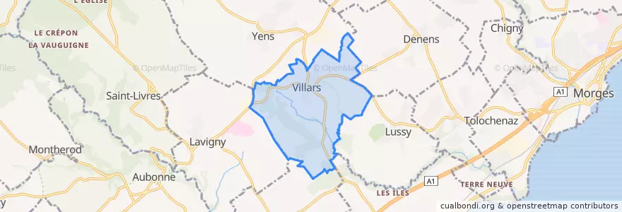 Mapa de ubicacion de Villars-sous-Yens.