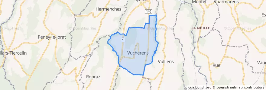 Mapa de ubicacion de Vucherens.