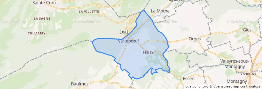 Mapa de ubicacion de Vuiteboeuf.