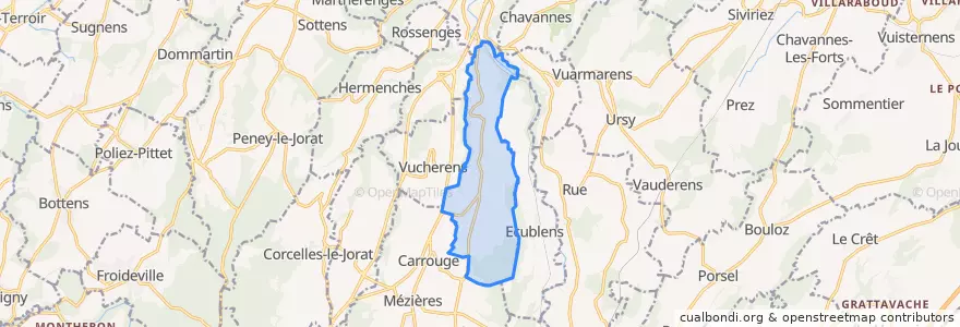 Mapa de ubicacion de Vulliens.